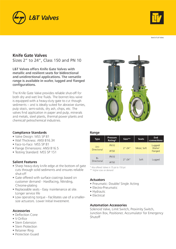 L&T Valves Knife Gate Valve