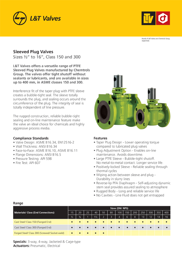 L&T Valves Sleeved Plug Valve