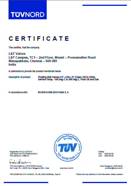 SIL-3 Floating Ball Valve
