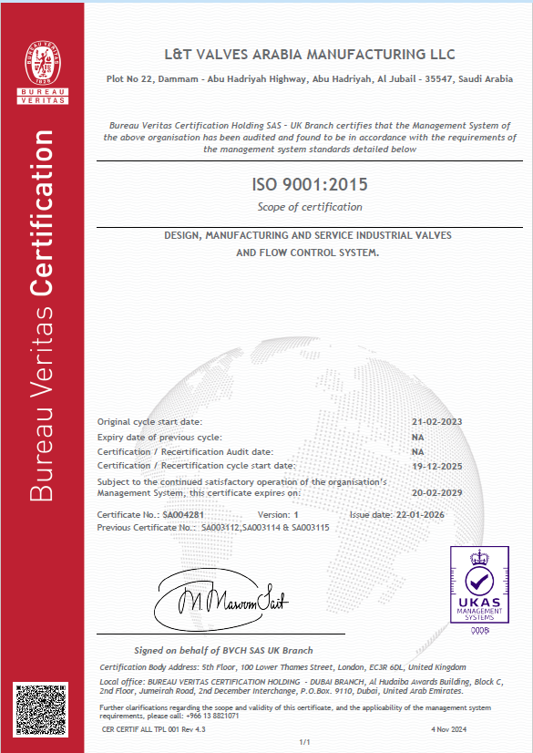 Saudi Plant - ISO 9001:2015